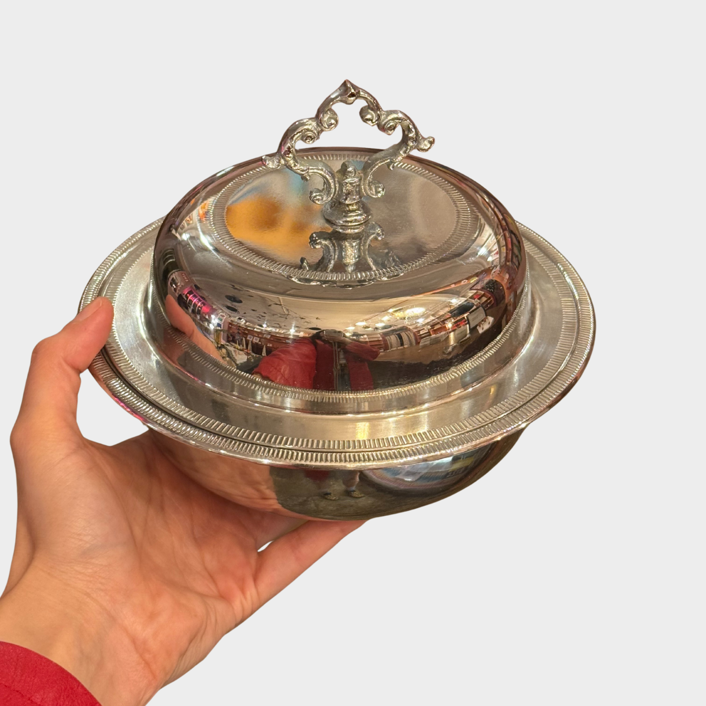 VINTAGE METAL CANDY BOWL WITH LID