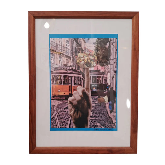 FRAMED ORIGINAL COLLAGE 'TAKE THE STREET CAR'