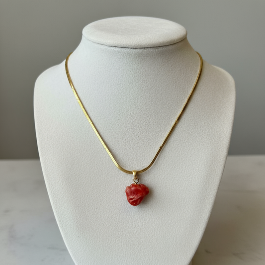 CERAMIC RED HEART NECKLACE GOLD
