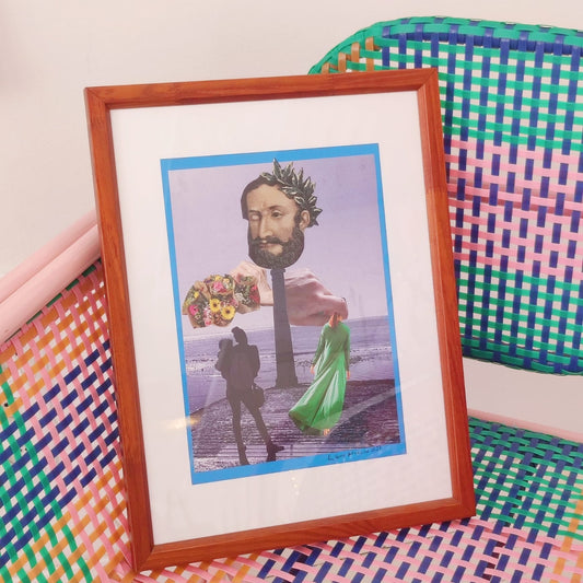 FRAMED ORIGINAL COLLAGE 'PORTUGUESE POET'