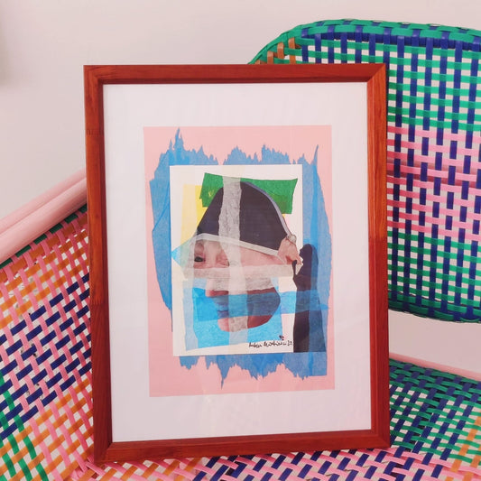 FRAMED 'COLOURFUL PORTRAIT' ORIGINAL COLLAGE