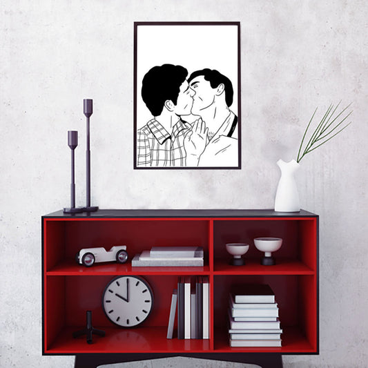 BLACK AND WHITE KISS PRINT
