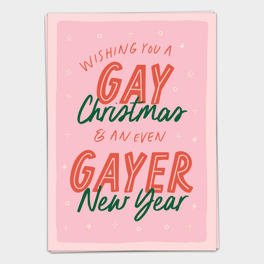 GAY CHRISTMAS GAYER NEW YEAR CARD