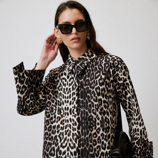 LEOPARD PRINT WIDE CUF SHIRT