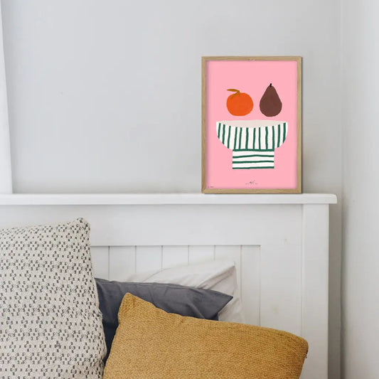 FRUIT BOWL ON PINK PRINT