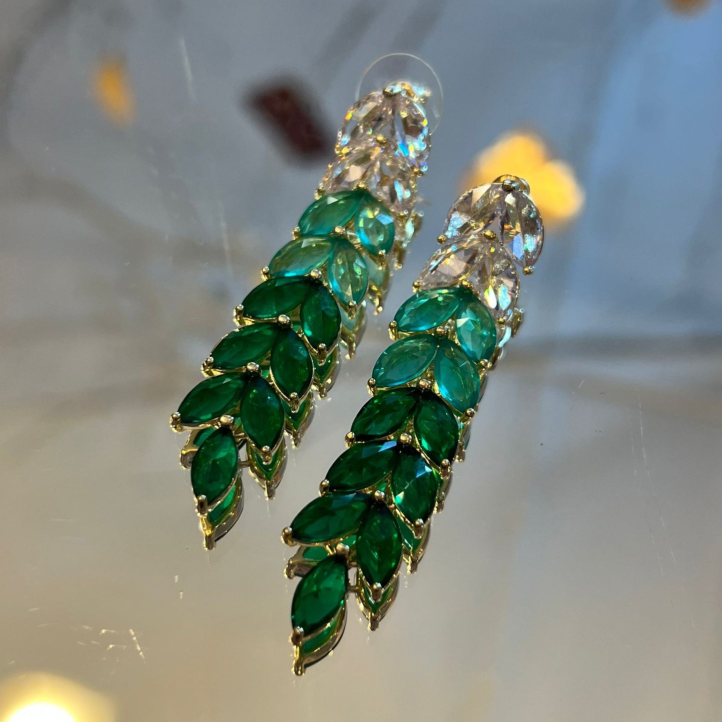 GREEN OMBRÉ CASCADING EARRINGS