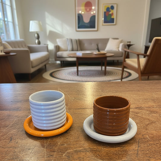 HANDMADE GLOSSY CUPS & SAUCERS — MIX & MATCH SET