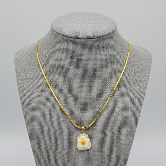 FRIED EGG ON TOAST GOLD NECKLACE