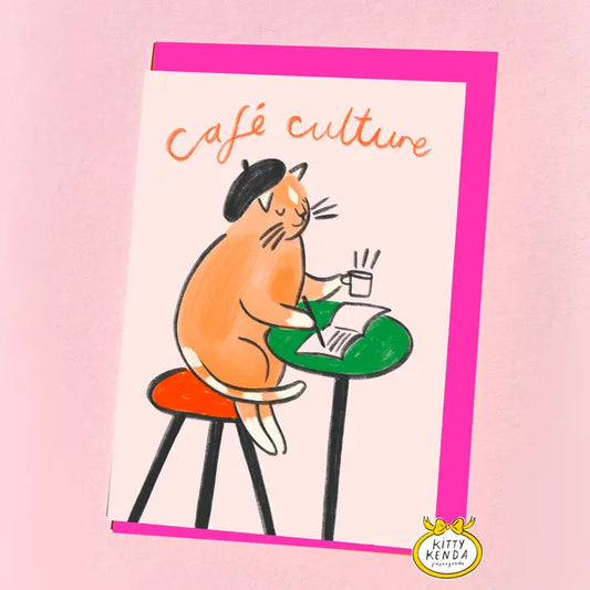 CAFE CULTURE CAT POSTCARD