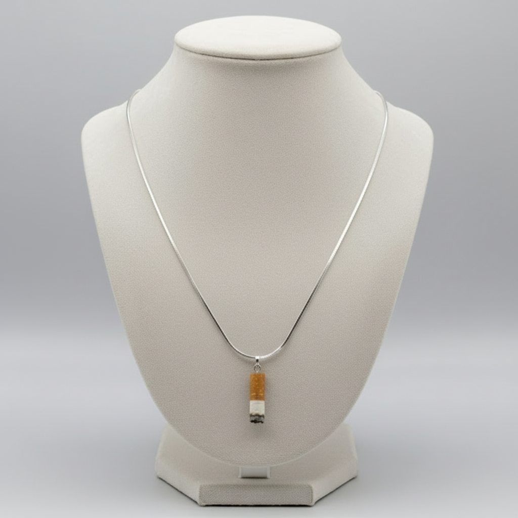 CERAMIC CIGARETTE NECKLACE SILVER