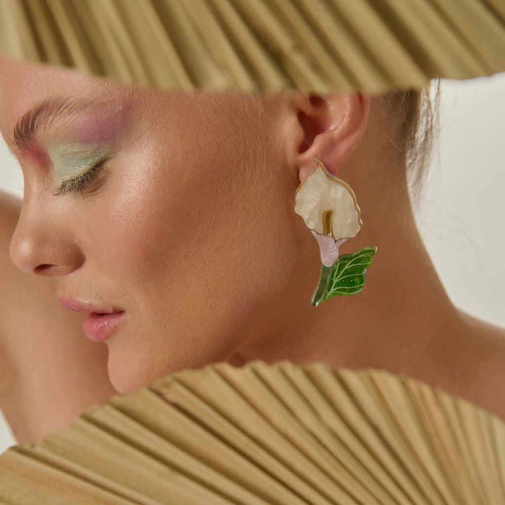 WHITE LILY GLOW IN THE DARK EARRINGS