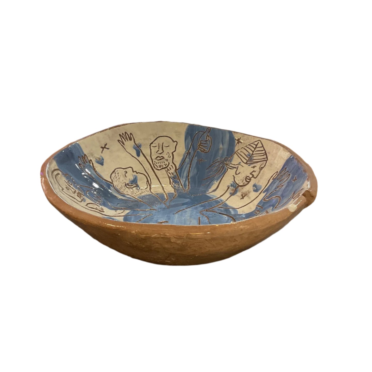 HANDMADE RECYCLED CLAY BOWL IN BLUE