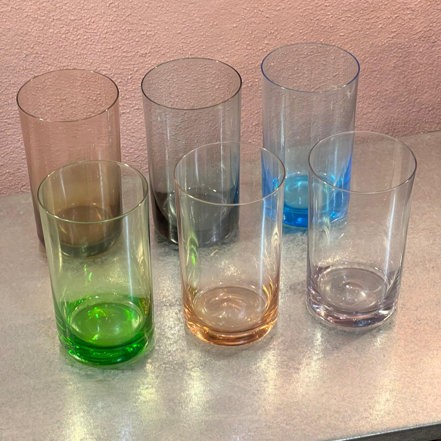SET OF 6 VINTAGE COLOURFUL GLASSES