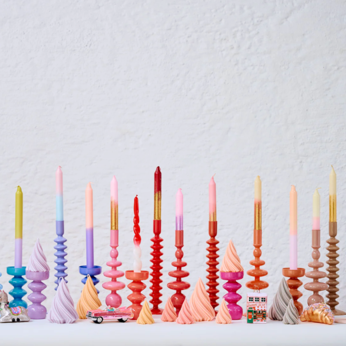 BLUE GLITTER RAINDROPS CANDLE SET