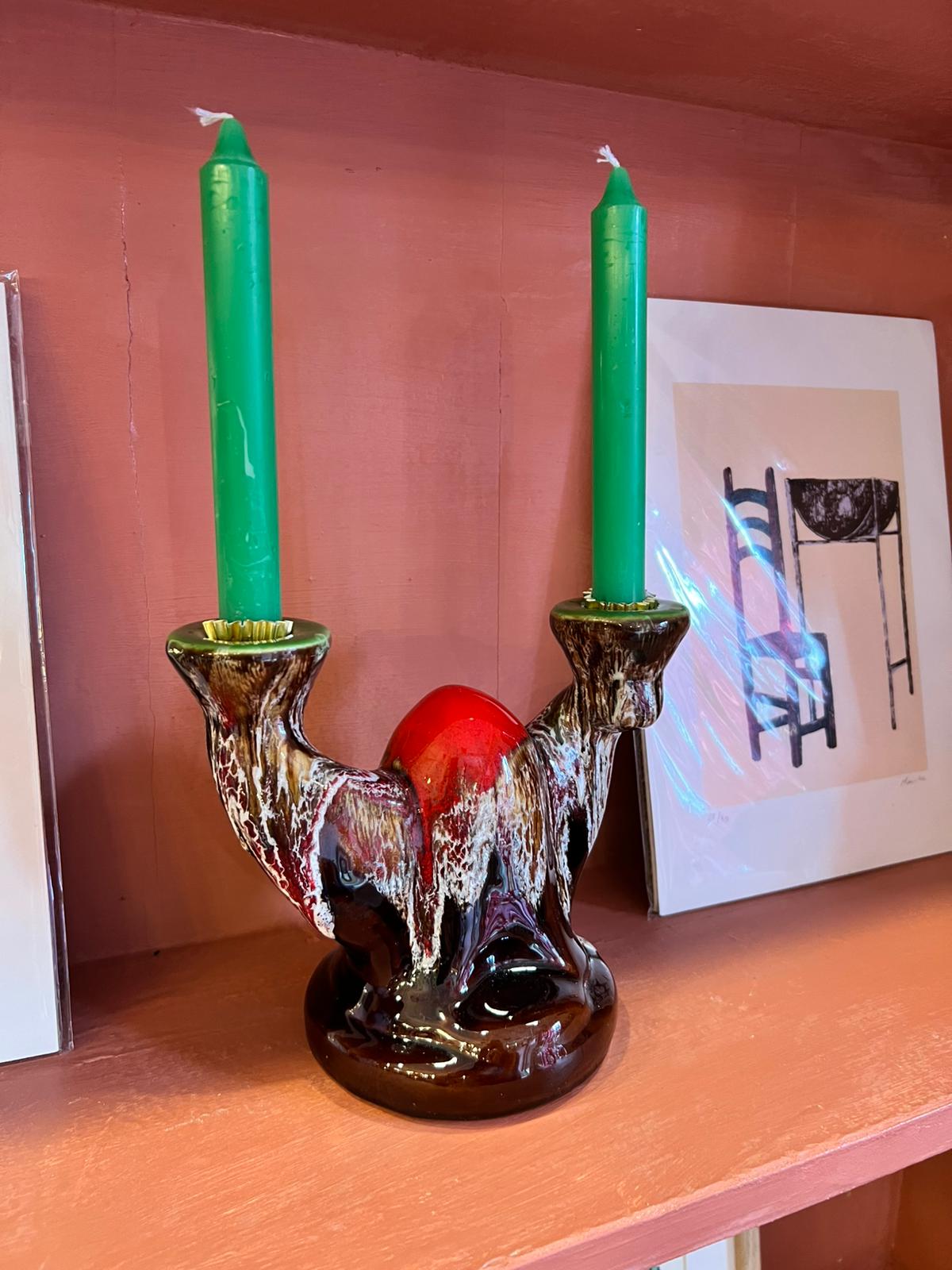 70'S LAVA GLAZE DBL CANDLE HOLDER