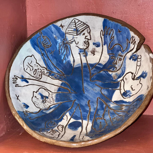 HANDMADE RECYCLED CLAY BOWL IN BLUE