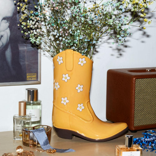 COWBOY BOOT VASE