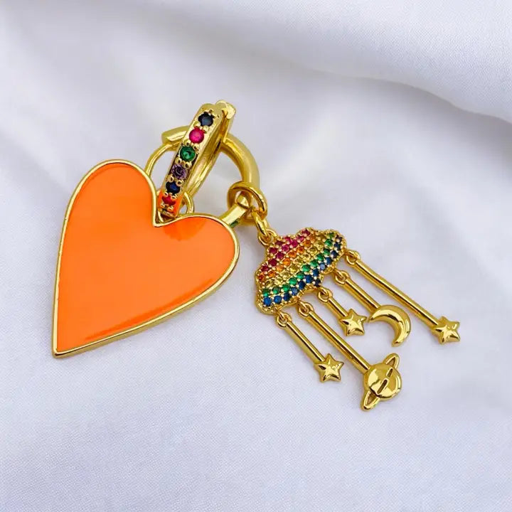 MISMATCH HOOP EARRINGS HEART AND CLOUD