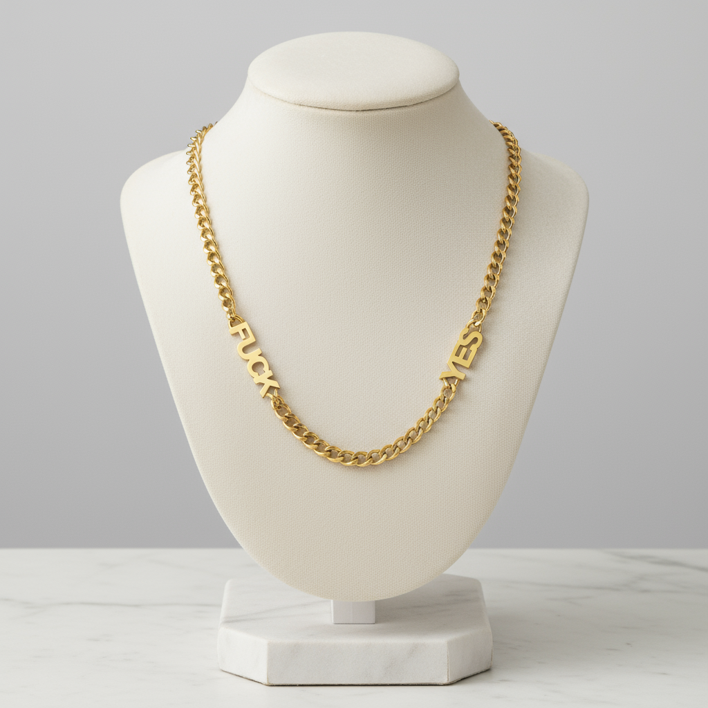 FUCK YES CHAIN NECKLACE GOLD PLATED