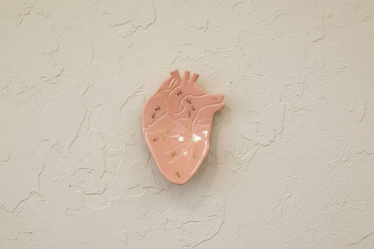 HANDMADE CERAMIC PINK HEART WITH ANTS