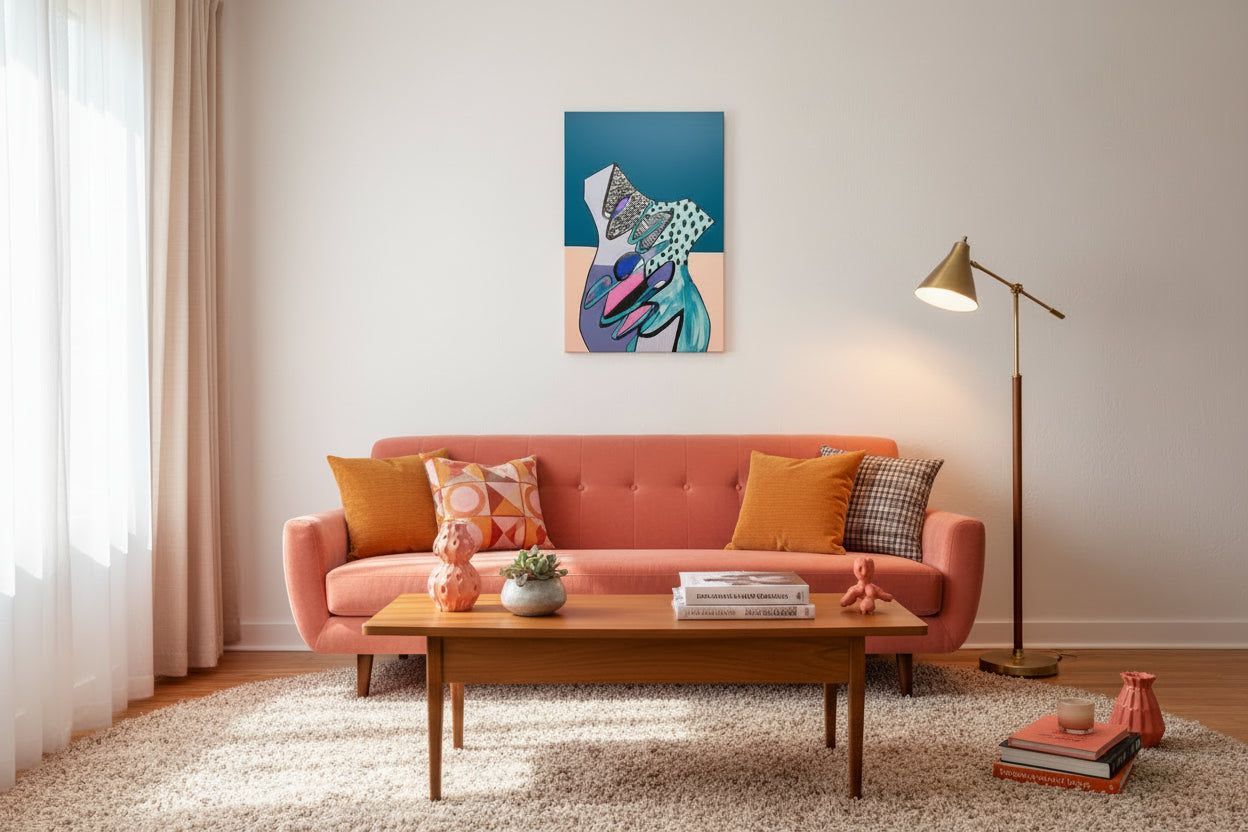 BLUE PINK ABSTRACT CANVAS