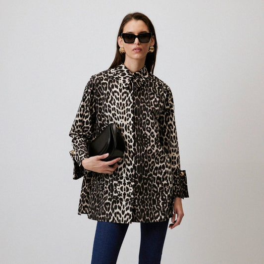 LEOPARD PRINT WIDE CUF SHIRT