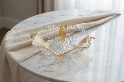 WAVY YELLOW CUT GLASS DISH