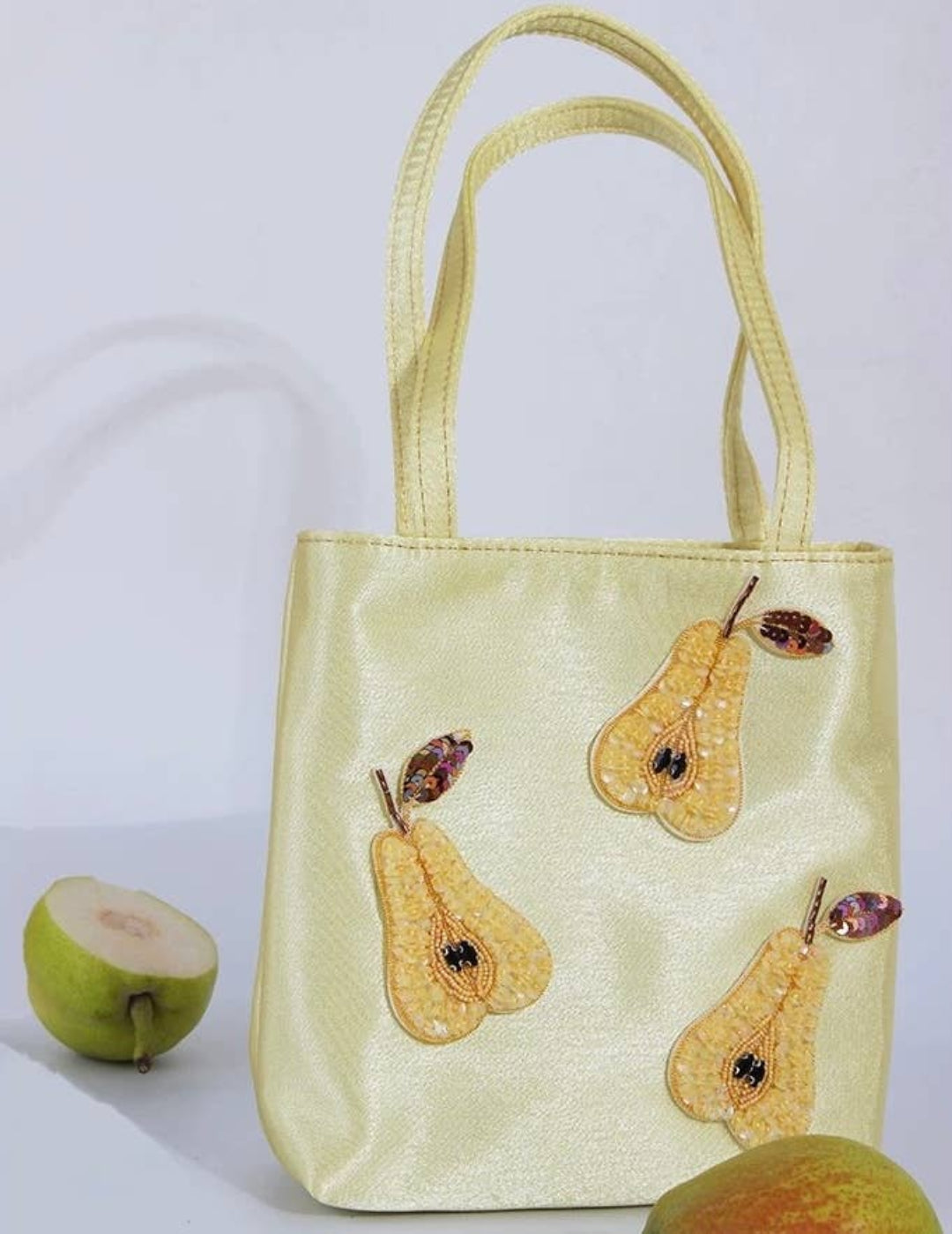 HANDMADE AND HAND BEADED PEARS BAG