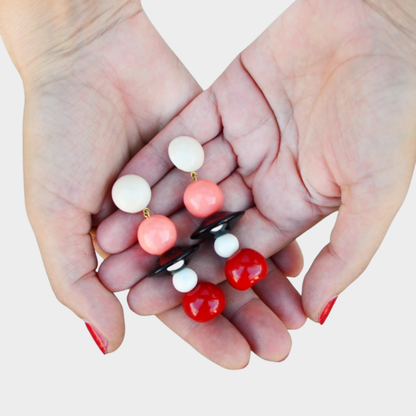 MADRID PENDANT EARRINGS PINK, RED & BLACK