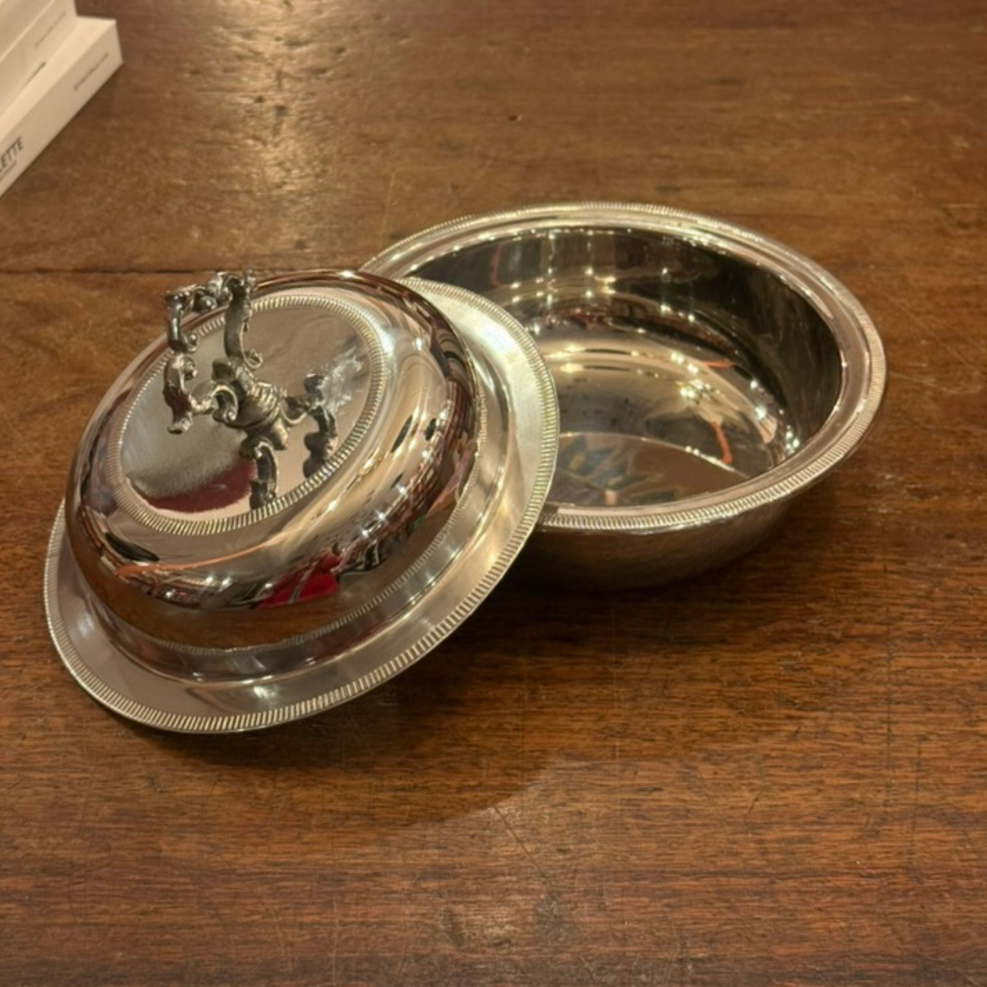 VINTAGE  METAL CANDY BOWL WITH LID
