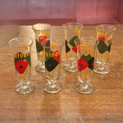 VINTAGE GLASSES SET IN PLAYING CARDS DESIGN