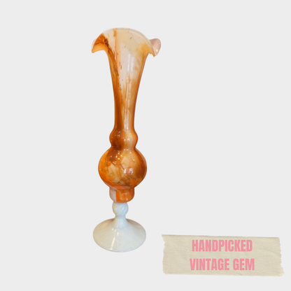 VINTAGE ORANGE AND TERRACOTA GLASS VASE