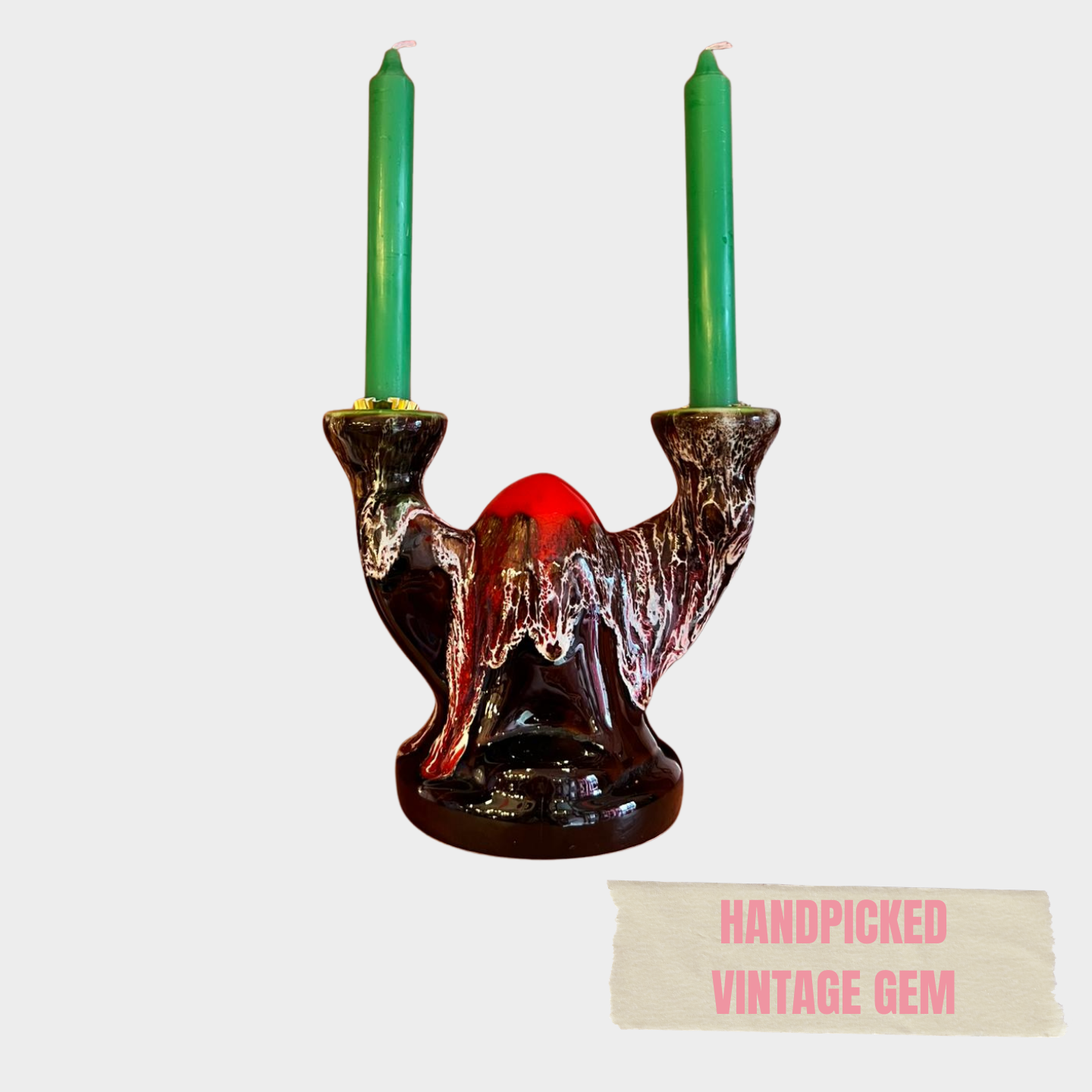 70'S LAVA GLAZE DBL CANDLE HOLDER