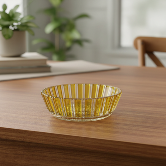 VINTAGE YELLOW CUT GLASS DISH