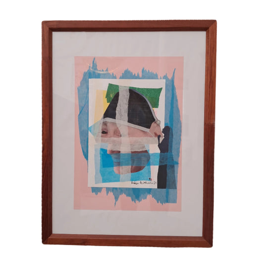 FRAMED 'COLOURFUL PORTRAIT' ORIGINAL COLLAGE