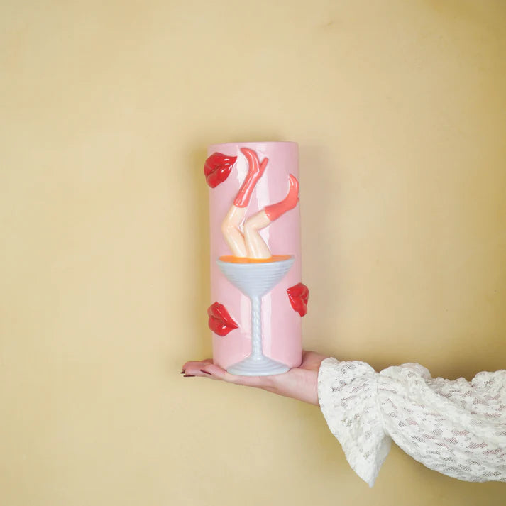 LEGS IN MARTINI GLASS CERAMIC VASE