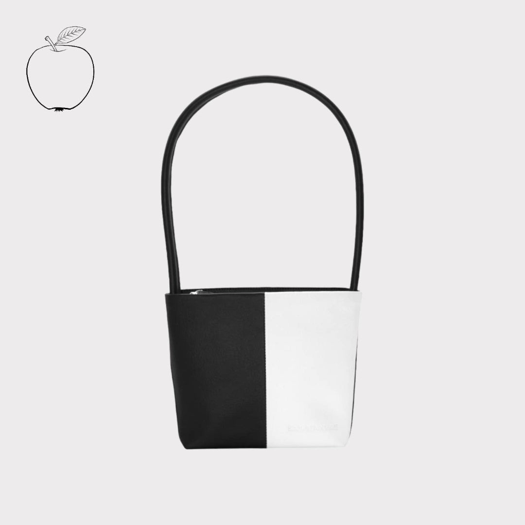 BLACK AND WHITE APPLE LEATHER BAG