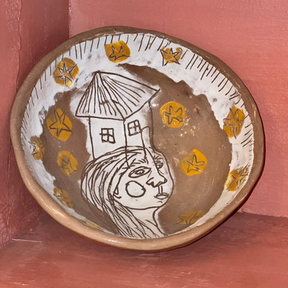 HANDMADE RECYCLED CLAY BOWL IN YELLOW