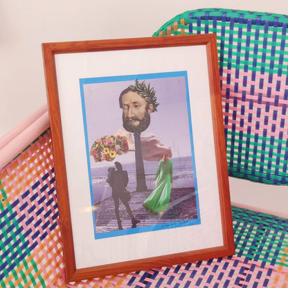 FRAMED ORIGINAL COLLAGE 'PORTUGUESE POET'