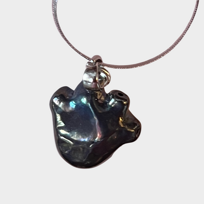 CERAMIC BLACK HEART NECKLACE SILVER