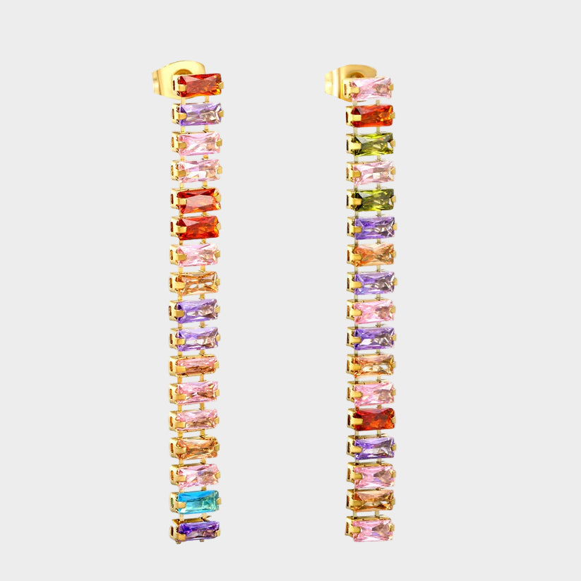 MULTICOLOUR GOLD PLATED DROP EARRINGS