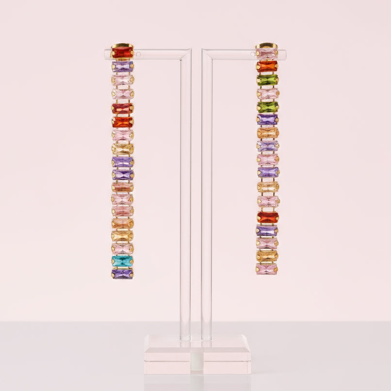 MULTICOLOUR GOLD PLATED DROP EARRINGS