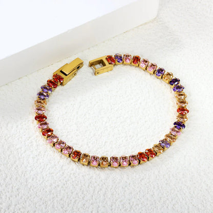 MULTICOLOUR GOLD PLATED TENNIS BRACELET