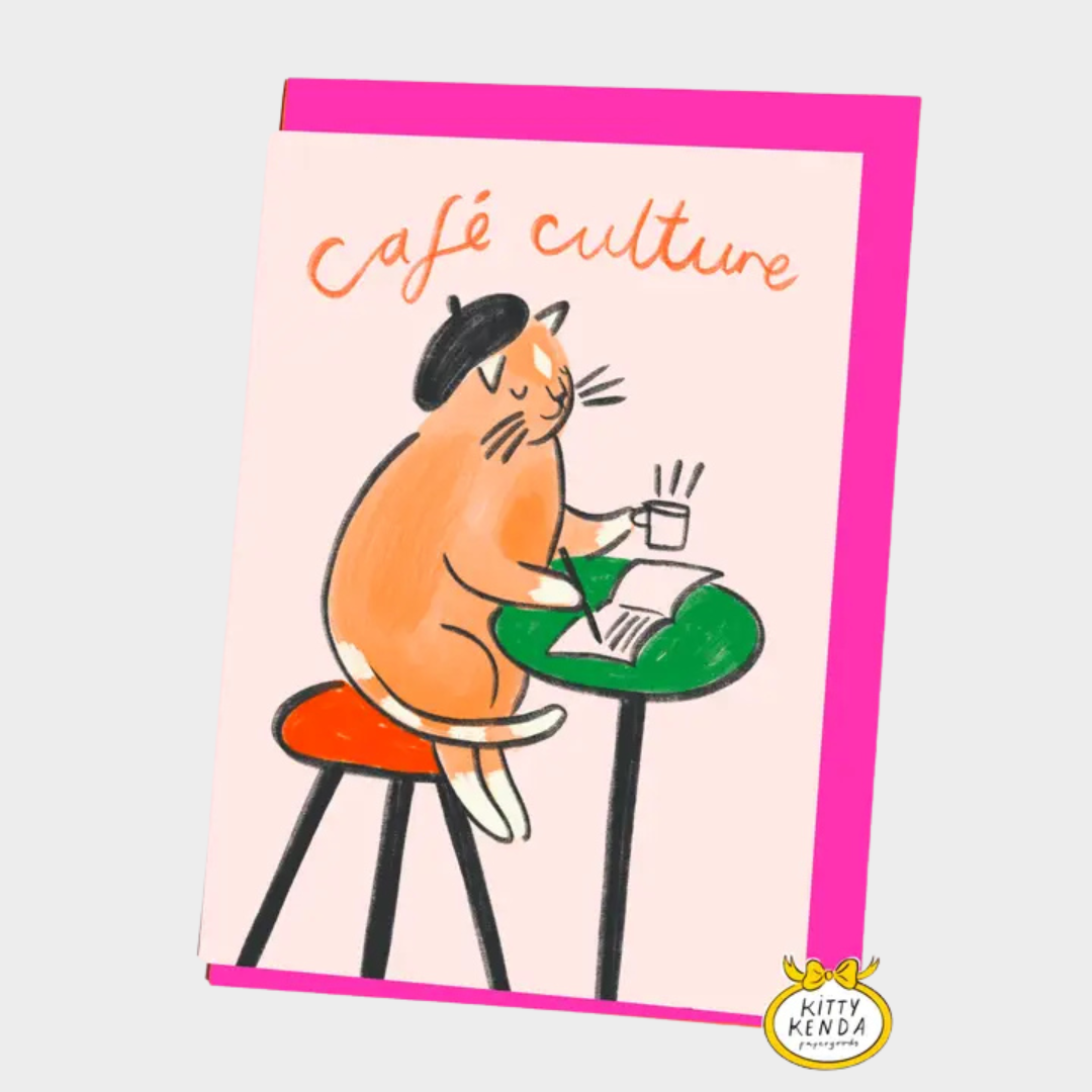 CAFE CULTURE CAT POSTCARD