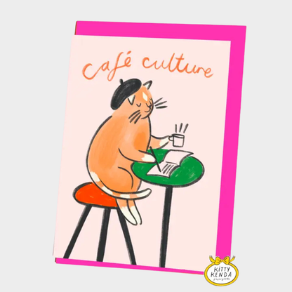 CAFE CULTURE CAT POSTCARD