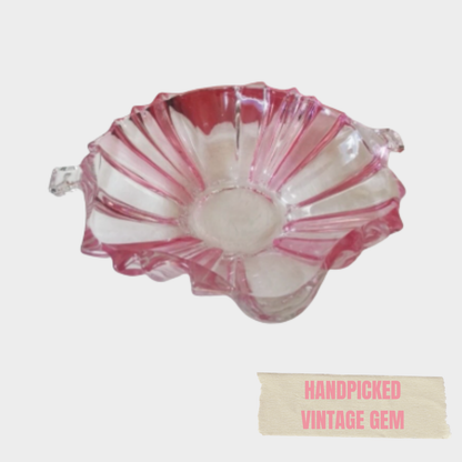 VINTAGE ROSE CUT GLASS DISH