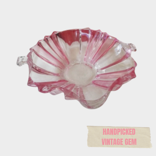 VINTAGE ROSE CUT GLASS DISH