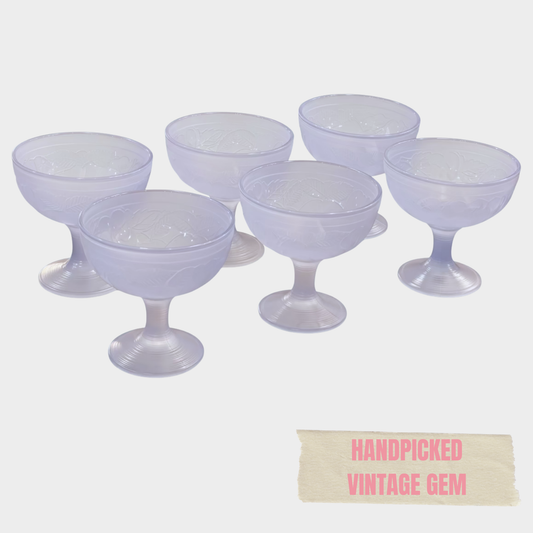 VINTAGE SET OF FROSTED GLASS COUPES