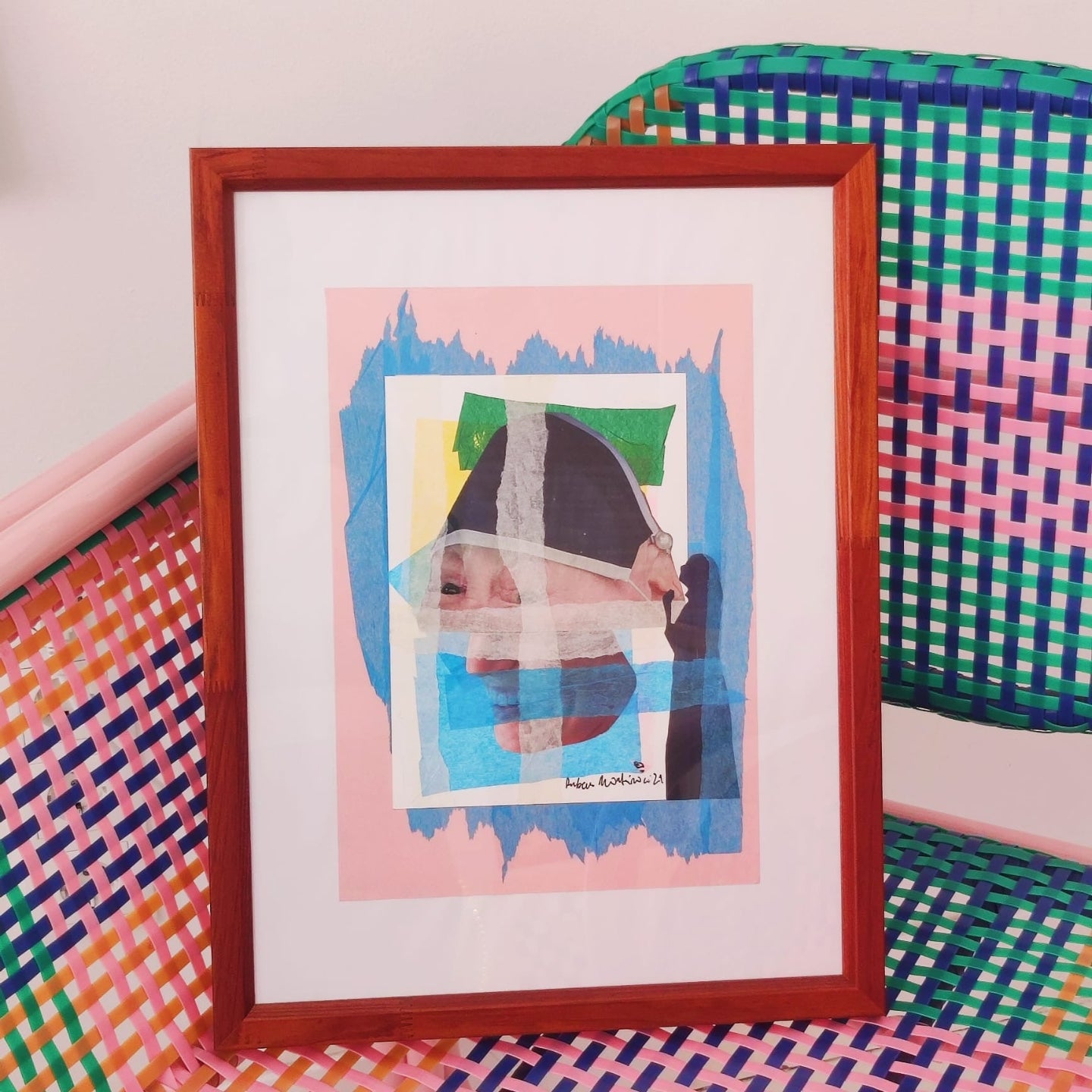 FRAMED ORIGINAL COLLAGE 'COLOURFUL PORTRAIT'