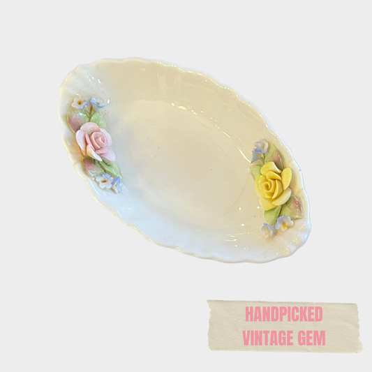 CERAMIC FLORAL DISH